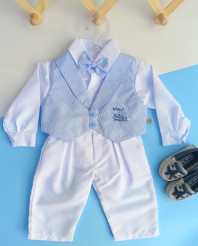 CONJUNTO BATIZADO XADREZ AZUL TAM. P , M