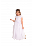 VESTIDO LONGO TULE BRANCO FLORES 3D TAM. 10, 12